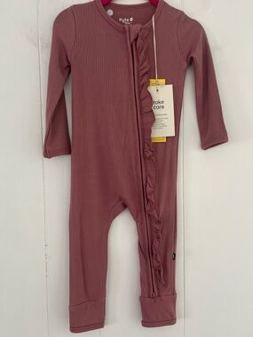 NEW Kyte Baby DUSTY ROSE Ribbed Ruffle Zip Romper Sz 18-24 Months